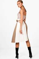 Thumbnail for your product : boohoo Contrast Woven Pleated Wrap Midi Skirt
