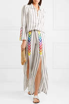 Thumbnail for your product : Off-White All Things Mochi - Andrea Embroidered Striped Linen Wide-leg Pants