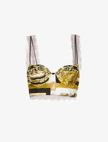 Thumbnail for your product : Versace Baroque-print underwired silk bralette