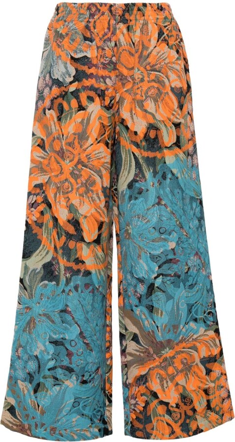 Zimmermann Wavelength Belted Printed Silk-crepe Wide-leg Pants in