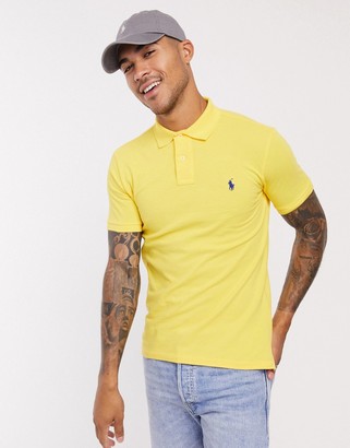 Polo Ralph Lauren player logo slim fit pique polo in yellow