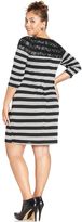 Thumbnail for your product : Love Squared Plus Size Lace Striped Dress