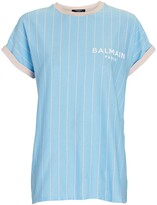 Thumbnail for your product : Balmain Striped Cotton Logo T-Shirt