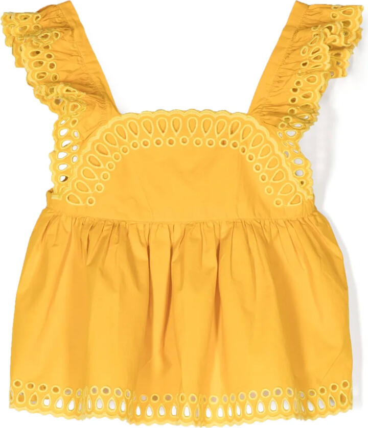 Broderie-Anglaise Flared Blouse