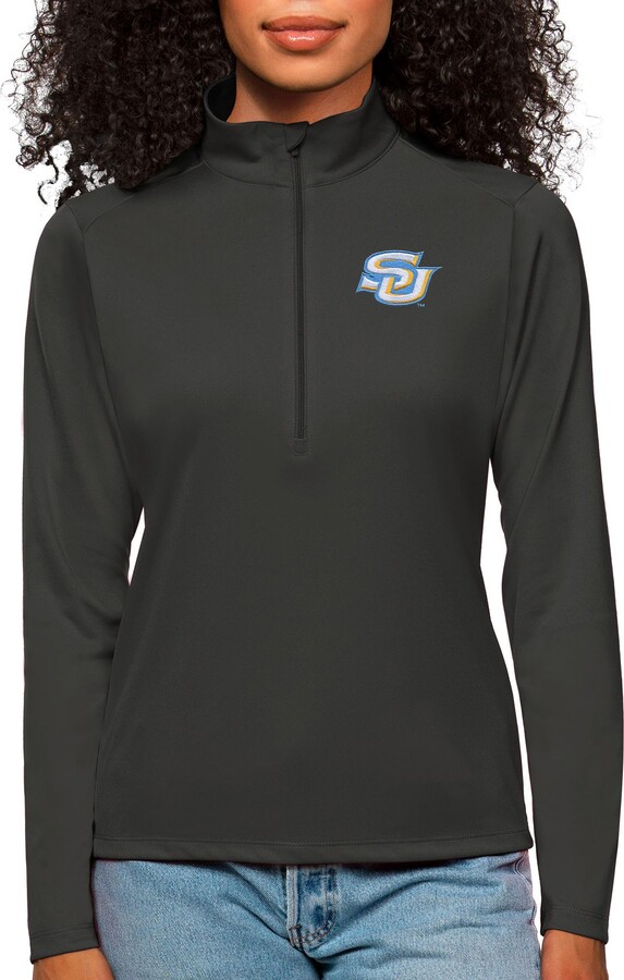 Antigua Women's Southern University Jaguars Smoke Tribute 1/4 Zip Jacket, Small, Gray