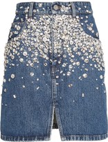 Thumbnail for your product : Miu Miu Crystal Detailed Denim Skirt