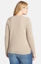Thumbnail for your product : Eileen Fisher Plus Size Women's Zip Side Undyed Cashmere V-Neck Sweater, Size 1X - Beige