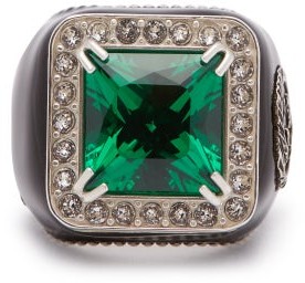 Gucci Crystal-embellished Signet Ring - Green - ShopStyle