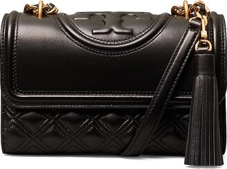 Tory Burch 'fleming Convertible' Black Shoulder Bag With Diamond-shaped  Pintucks In Leather Woman - ShopStyle