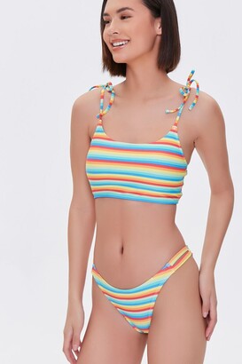Chevron Pattern Swimwear Rainbow Triangle Bikini Set Swimsuit, Bikinis &  Swimsuits