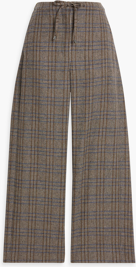 Max Mara Letizia cropped Prince of Wales checked wool and cashmere-blend wide-leg pants