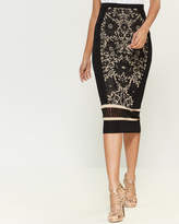 Thumbnail for your product : RVN Camelia Lace Jacquard Midi Skirt