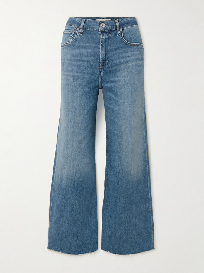 Citizens of Humanity - Lyra Frayed Cropped High-rise Wide-leg Jeans - Blue