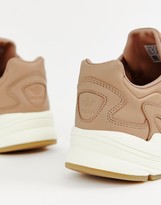 adidas originals premium leather falcon trainers in beige