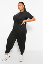 Thumbnail for your product : boohoo Plus Crew Neck Short Sleeve Sweat Jumpsuit