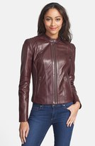 Thumbnail for your product : Cole Haan Quilt Detail Lambskin Leather Moto Jacket