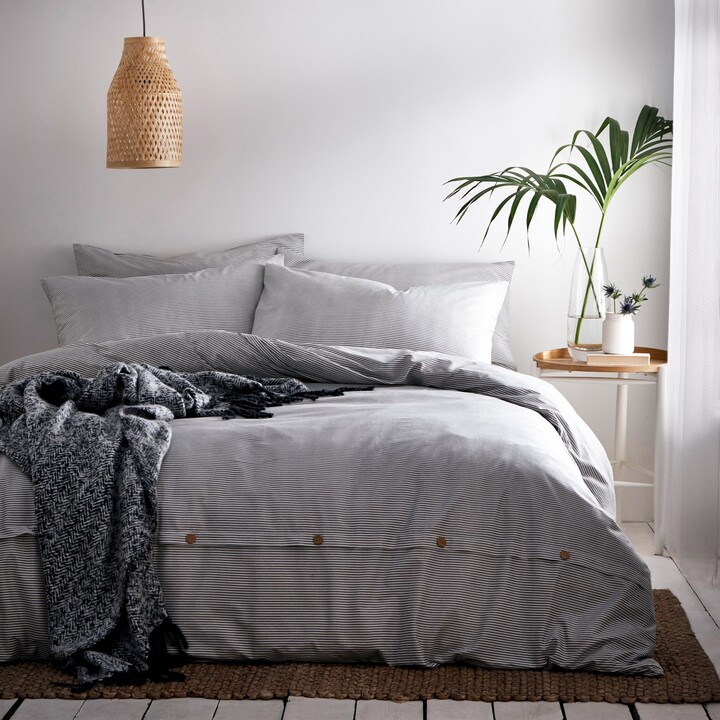 Dunelm The Linen Yard Holbury Grey 100 Cotton Duvet Cover and