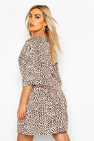 Thumbnail for your product : boohoo Plus Smudge Print Ruffle Sleeve Smock Dress