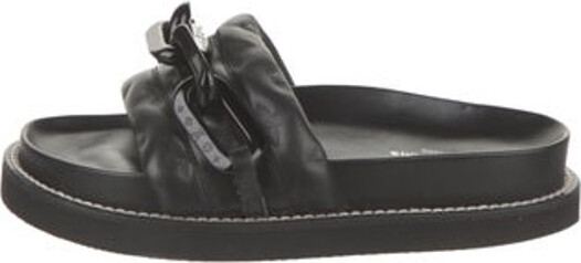 Louis Vuitton Black Leather Lock It Slides Sandals, US 8.5