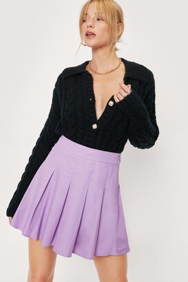 Nasty Gal Womens Petite High Waisted Pleated Mini Skirt - Purple - 4