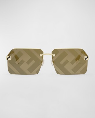 Fendi FF Logo Square Metal Sunglasses