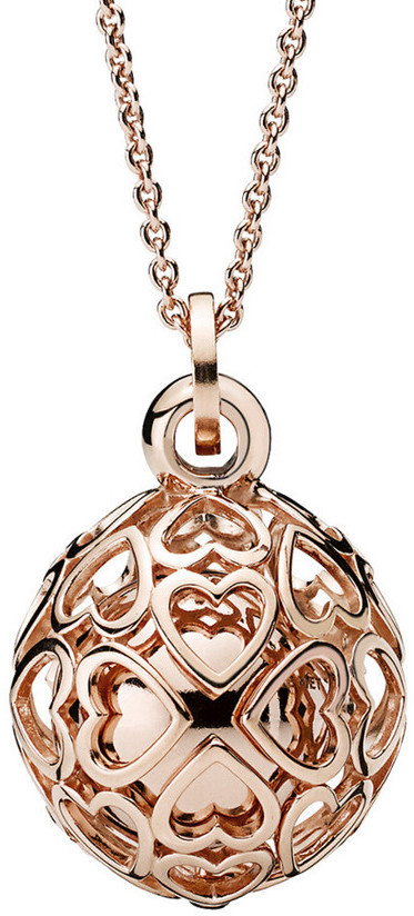Pandora Rose 14K Rose Gold Plated Chiming Filigree Hearts Pendant Necklace  - ShopStyle