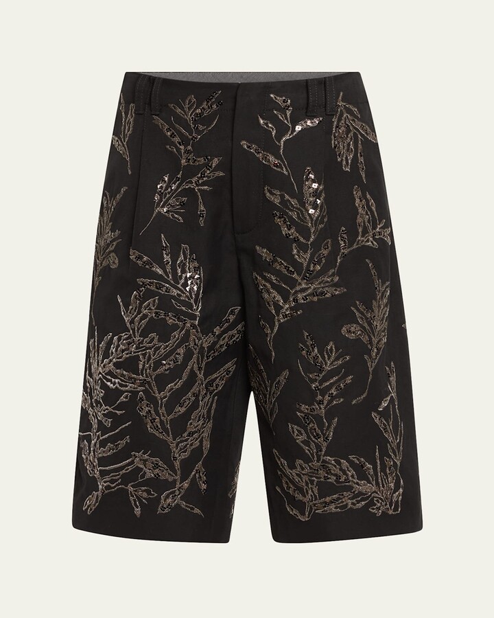 Structured Canvas Herbarium Sequined Shorts
