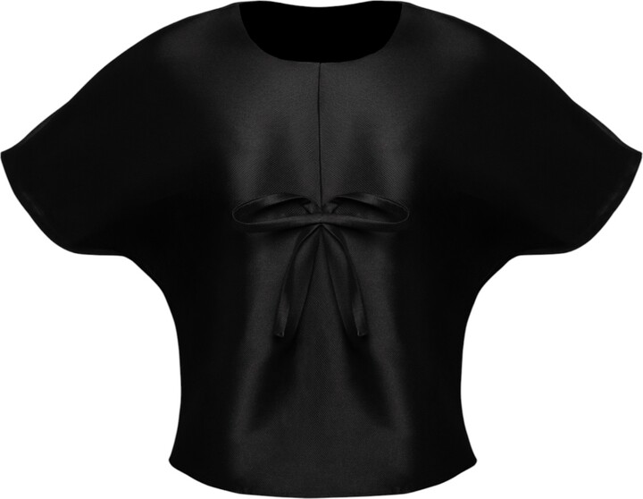 Madebyza Pink Black Sculptural Top With Bow Detail