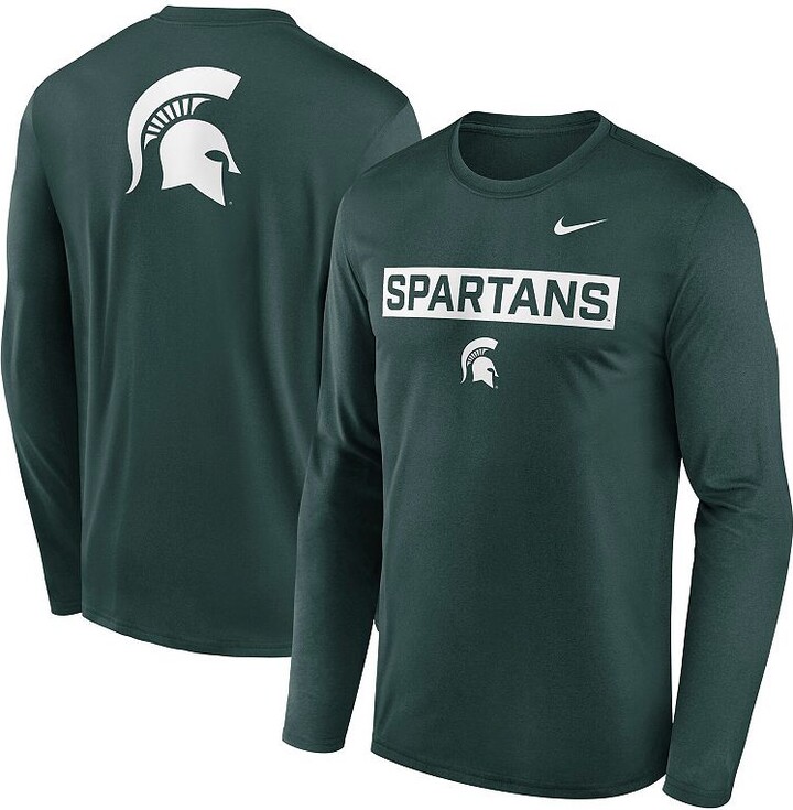 Men's Nike Green Michigan State Spartans Primetime Campus 2-Hit Legend Long Sleeve T-Shirt