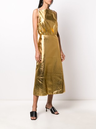 Prada Metallic Sheen Pleated Dress
