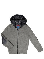 Thumbnail for your product : Fay Zip Up Wool Sweater With Nylon Hood