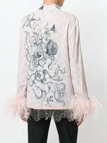 Thumbnail for your product : Prada printed feather-trim blouse