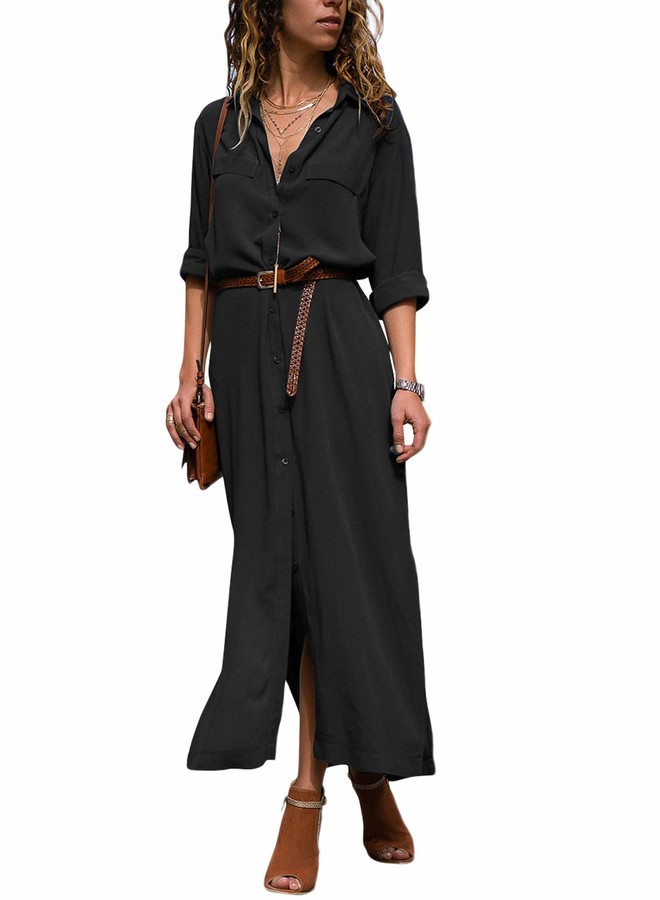 button front maxi dress uk