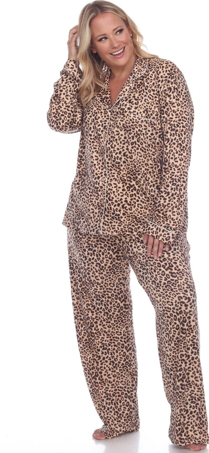 White Mark Fashion White Mark Womens Plus Size Long Sleeve Dots Pajama Set