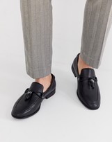 Thumbnail for your product : ASOS DESIGN Wide Fit loafers in black faux leather with tassel detail