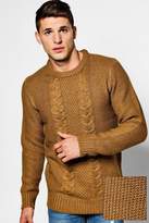 Thumbnail for your product : boohoo Crew Neck Jumper With Cable Knit Front