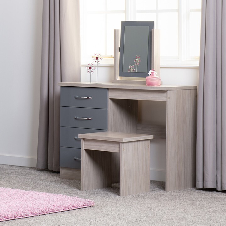 Dunelm Nevada 4 Drawer Dressing Table Set with Mirror Grey ShopStyle Bedroom