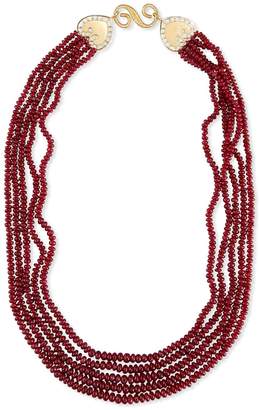 Splendid Five-Strand Smooth Ruby Necklace