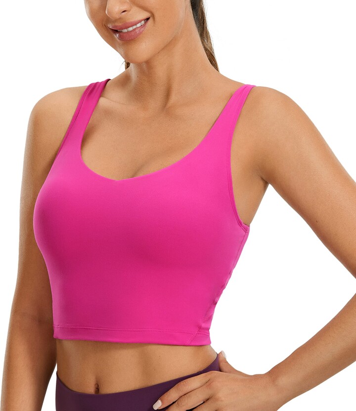 CRZ YOGA Butterluxe Womens V Neck Longline Sports Bra - Adjustable Padded  Yoga Bra Camisole Workout Crop Top Black XX-Small at  Women's  Clothing store