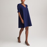 Thumbnail for your product : La Redoute Collections V-neck Shift Dress With Short Puff Sleeves