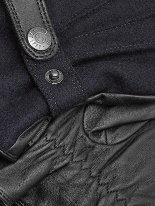 Dents Guildford Melange Flannel And Leather Gloves