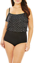 Thumbnail for your product : Robby Len by Longitude Tiered Polka Dot 1-Piece Swimsuit - Plus