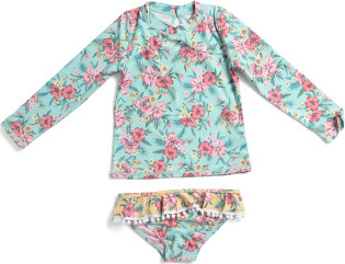 TJMAXX Toddler Girls 2Pc Sandy Toes Rashguard Swimsuit, Polyester