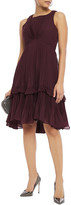 Ruffle-trimmed Pleated Voile Dress 
