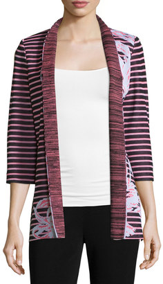 Misook Floral & Striped 3/4-Sleeve Jacket
