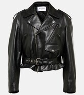 Cropped leather biker jacket 