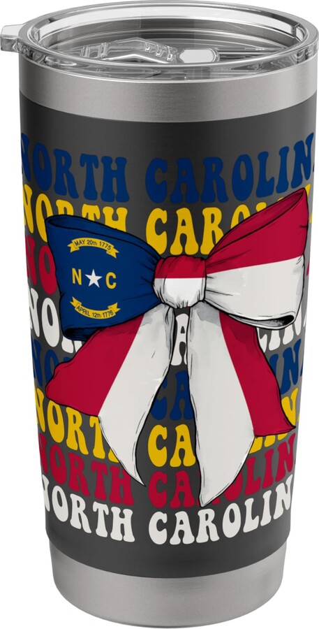 Womens Coquette Bow North Carolina US State Gifts North Carolina US State Coquette Bow Flag Stainless Steel Insulated Tumbler