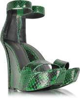 Thumbnail for your product : Balmain Samara Green Python Wedge Sandals