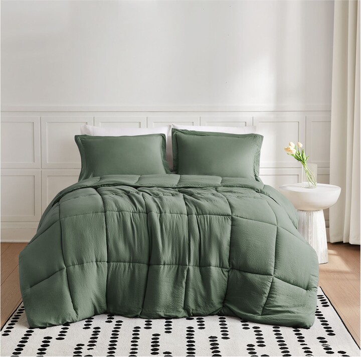 Truly Soft Garment Wash Solid Full/Queen 3-Piec e Comforter Set