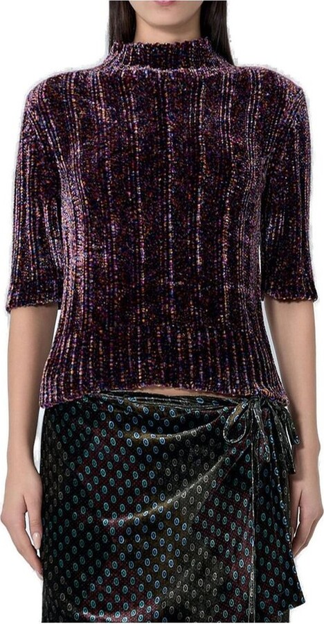 Dries Van Noten Mock Neck Short-Sleeved Sweater